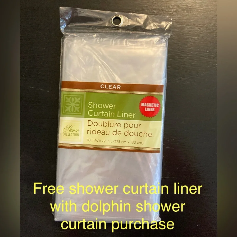 Dolphin Ocean Print Shower Curtain - Picture 4 of 6